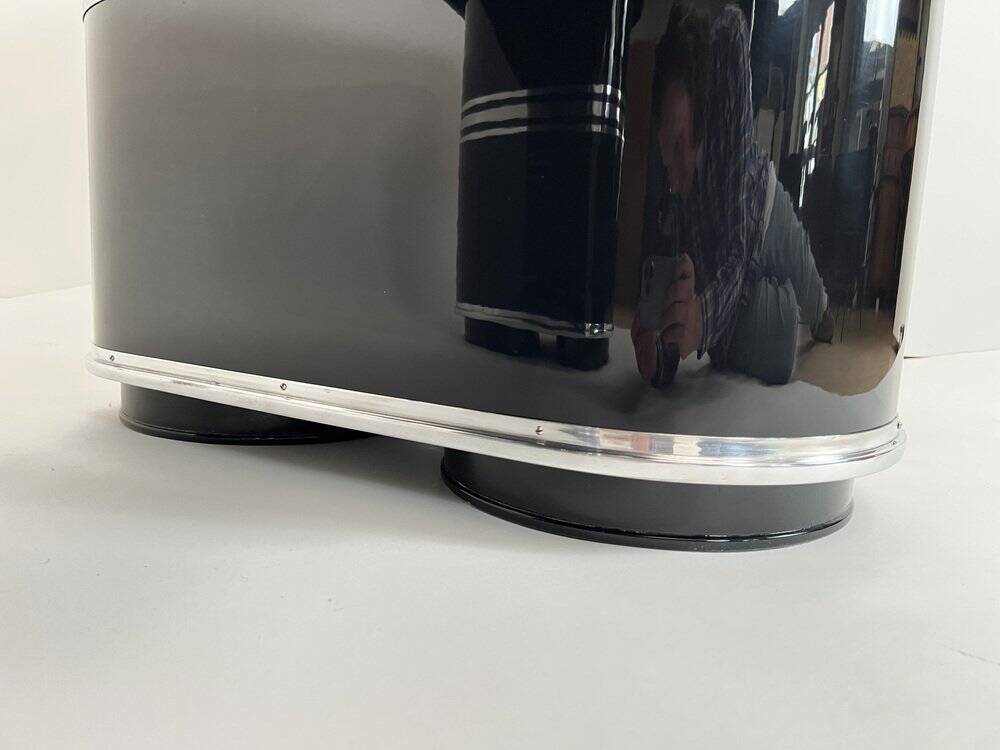 New York Desk in Black Lacquered Metal & Linoleum from Mauser, Germany, 1950