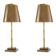 Pair of patinated brass table lamps with bamboo decoration.
