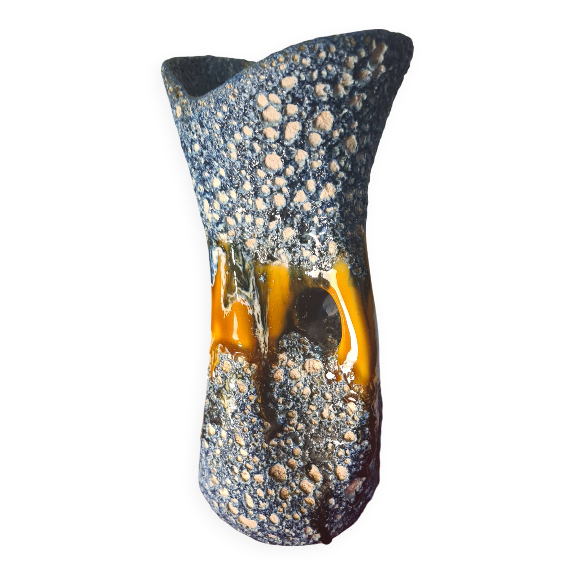 Ceramic vase 1960 In Ceramic Fat Lava Vallauris 25x15 very good condition