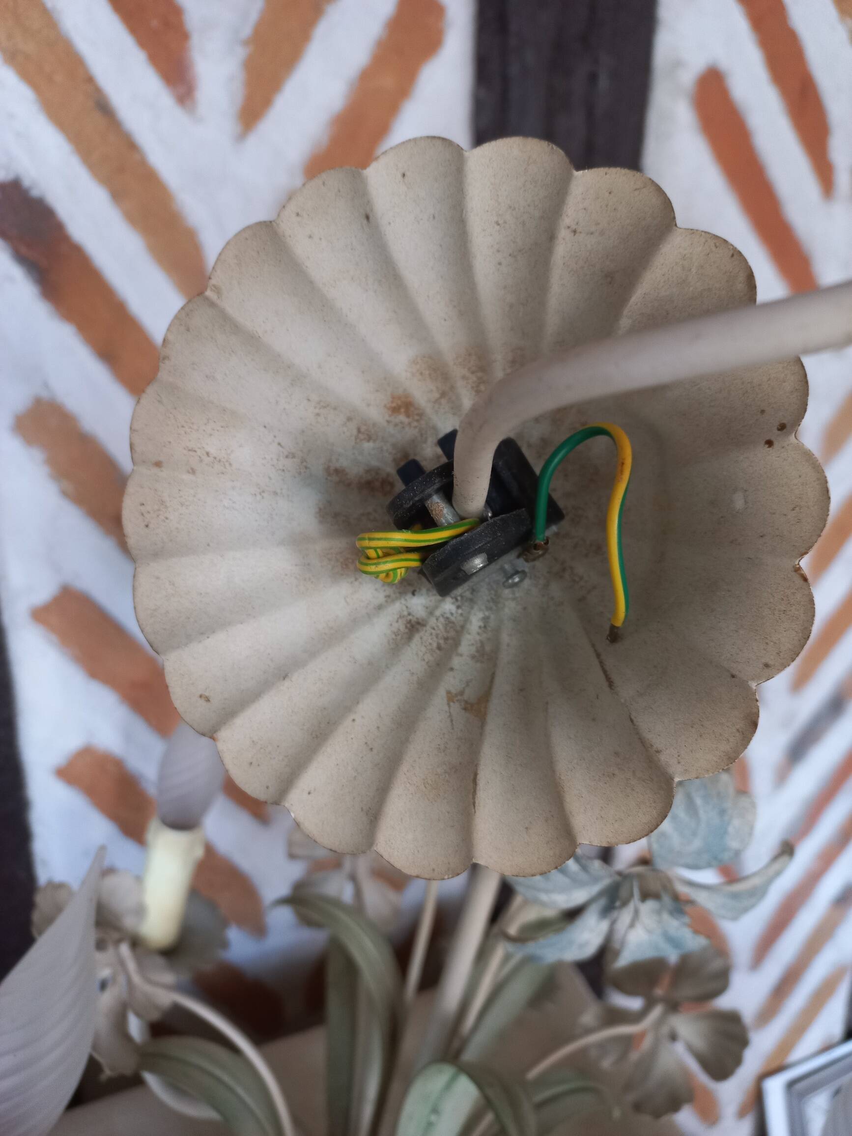 Polychrome metal flower chandelier