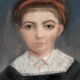 Pastel antique portrait jeune fille tableau ovale décoration campagne XIX