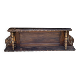 Large wall shelf with 2 wooden and brass shelves.