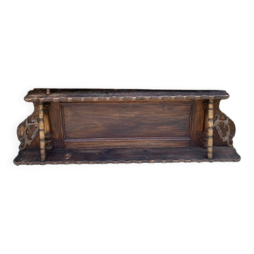 Grande étagère murale 2 plateaux en bois et laiton