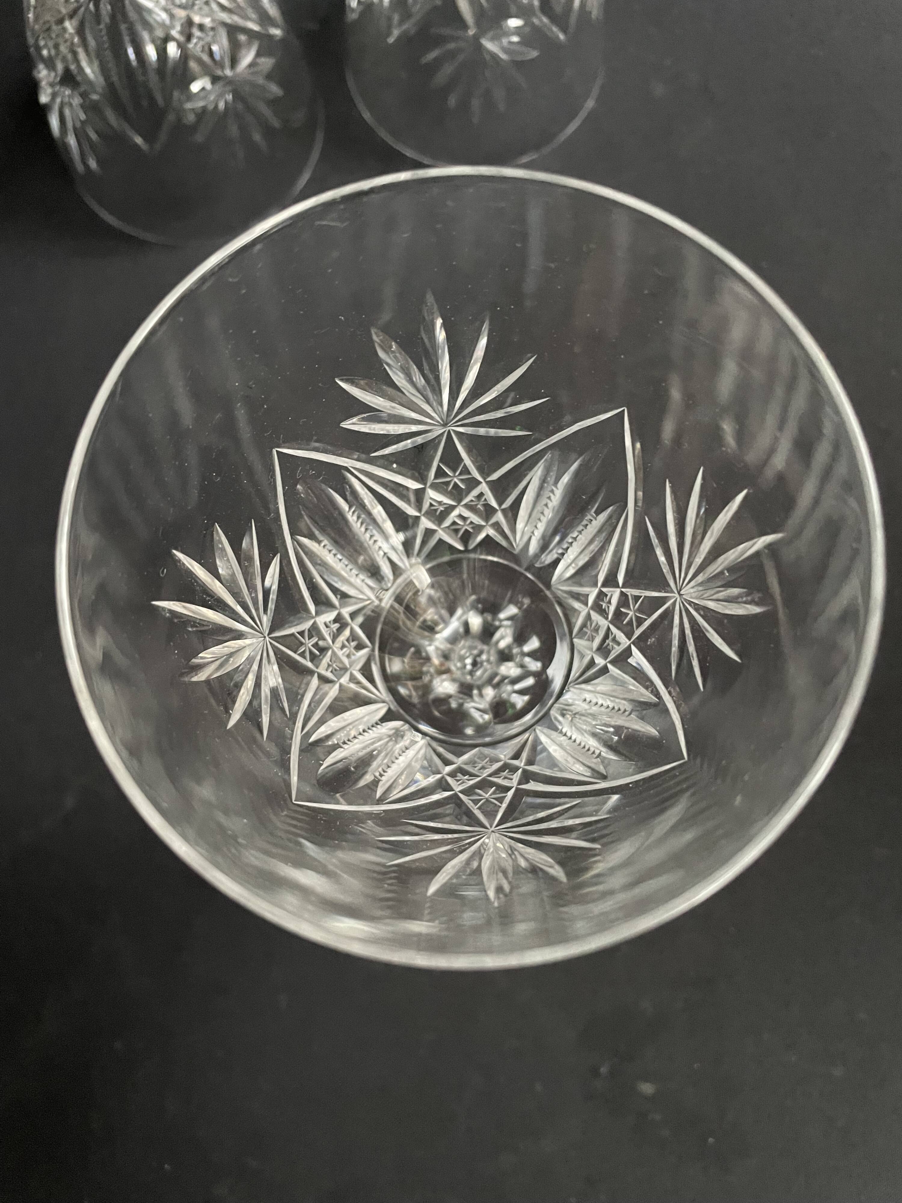 4 Large cut crystal glasses