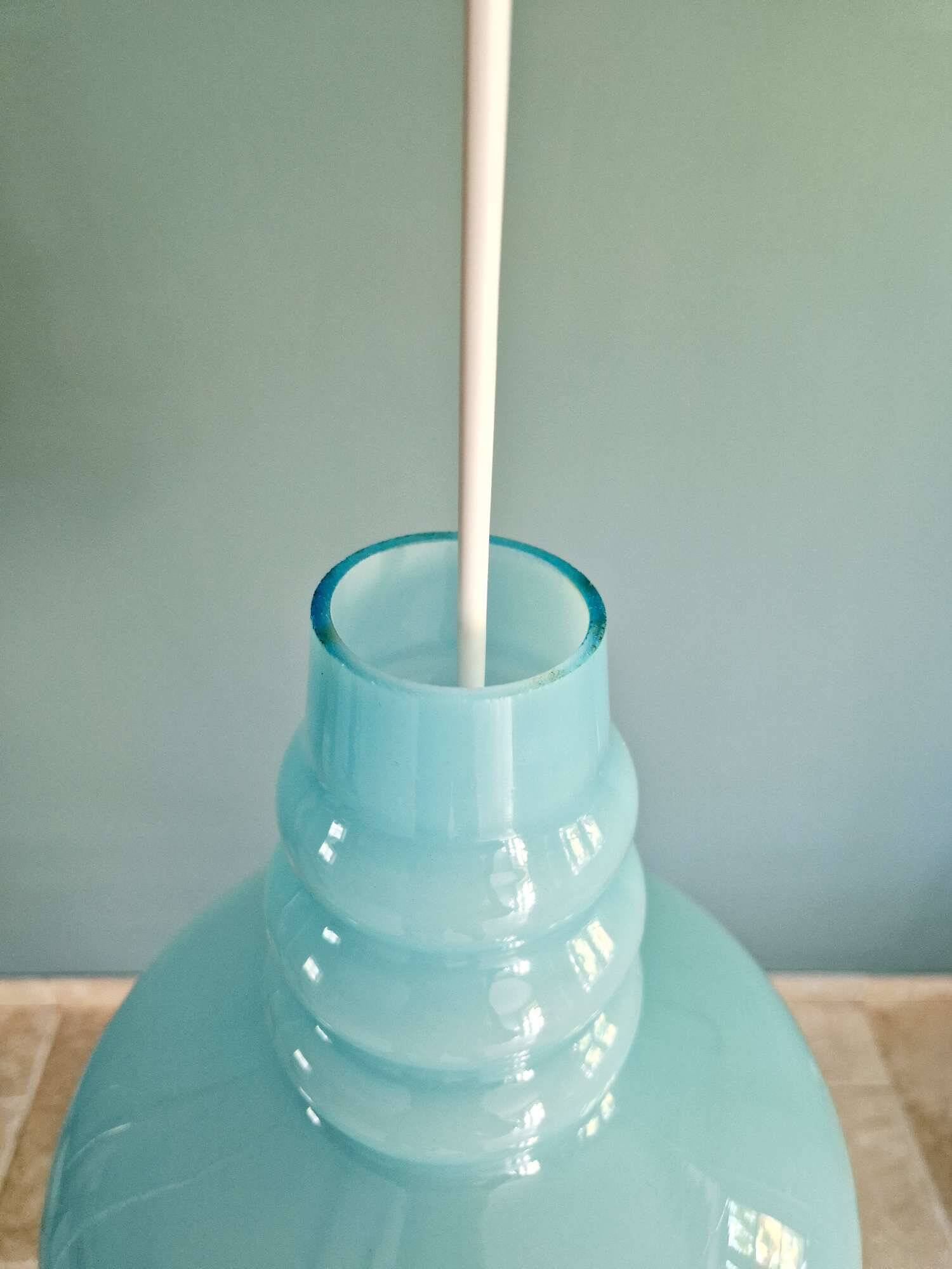 Space Age pendant light in blue opaline, Peill & Putzler, 1970