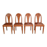 Suite de 4 Chaises en Hêtre teinté, Art Déco – 1910