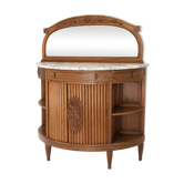 Buffet-console années 1930 en acajou massif, marbre et miroir biseauté