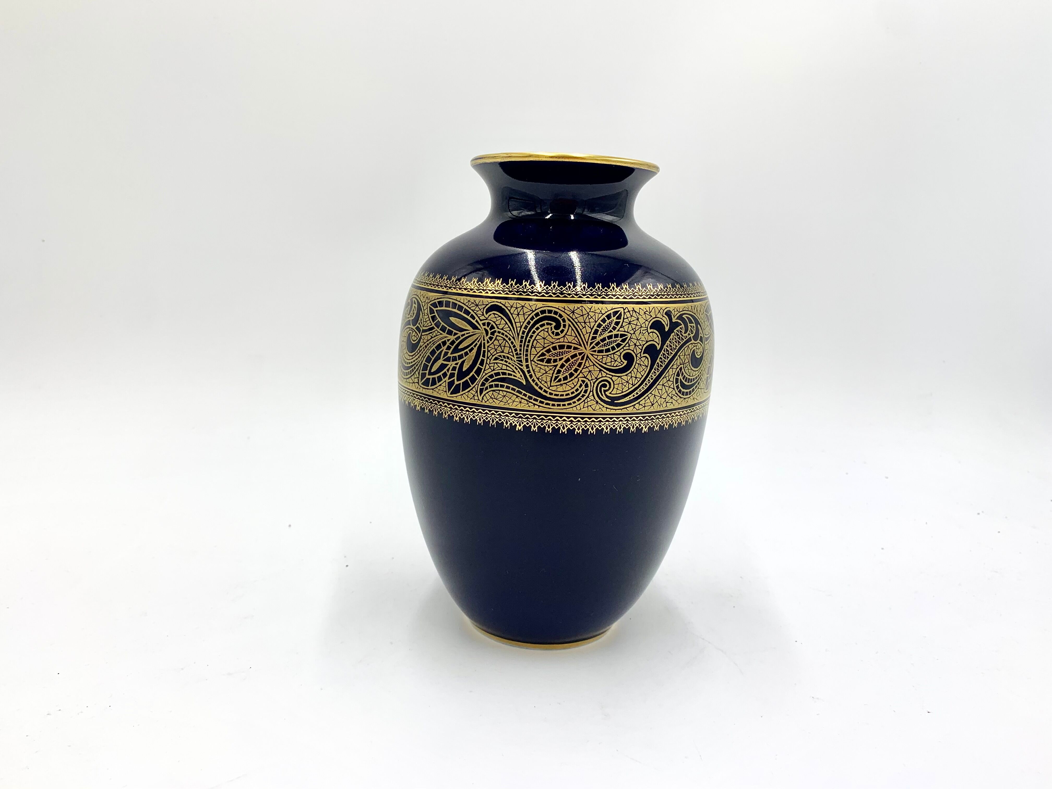 Porcelain cobalt vase, Echt Kobalt, KPM Bavaria, Germany