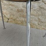 Pair of office chairs in chromed metal and skaï, 60s