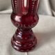 Bohemian glass vase ruby red with transparent decoration in pink and red table decoration