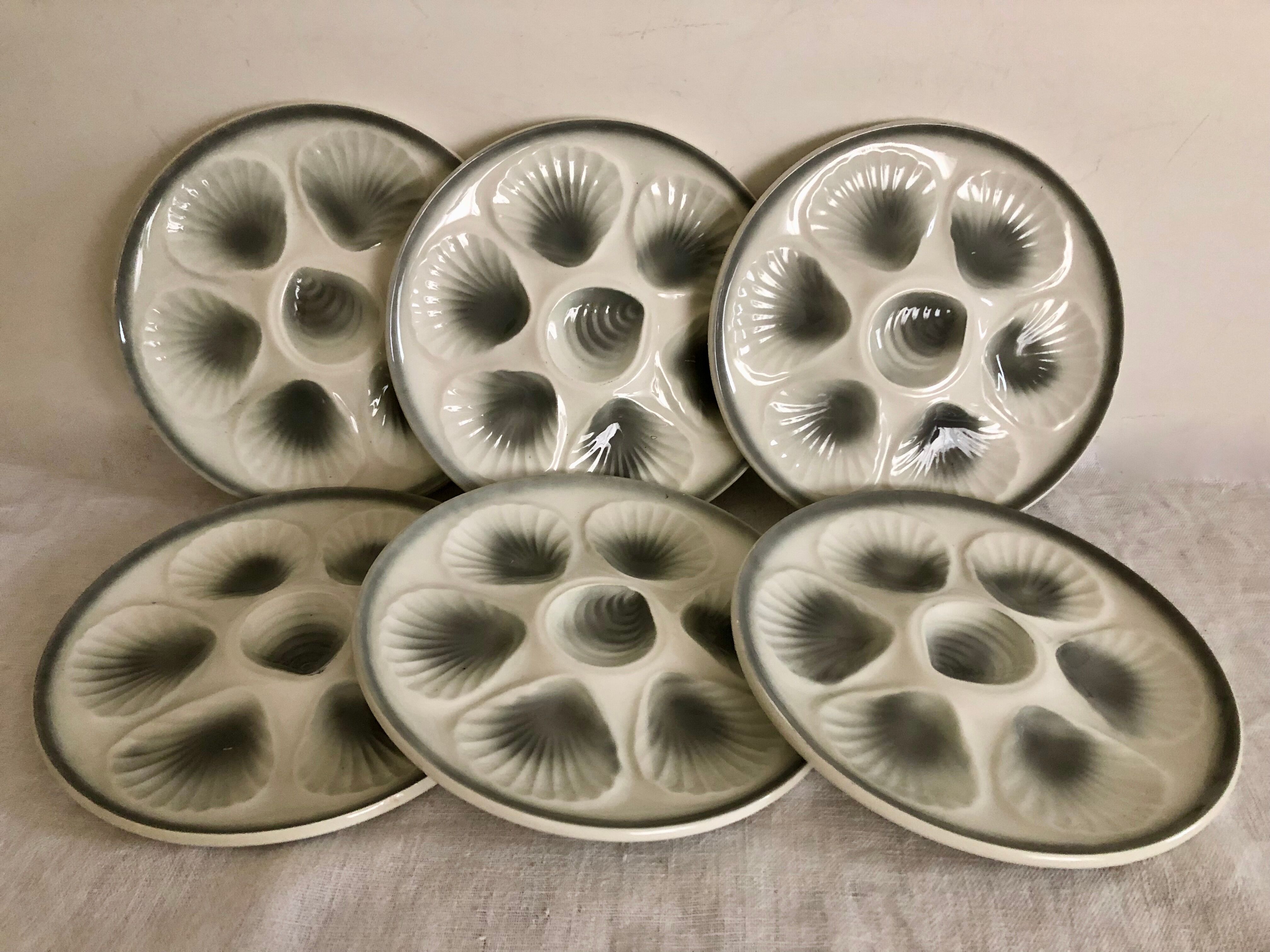 6 oyster plates and their dish - Moulin des Loups