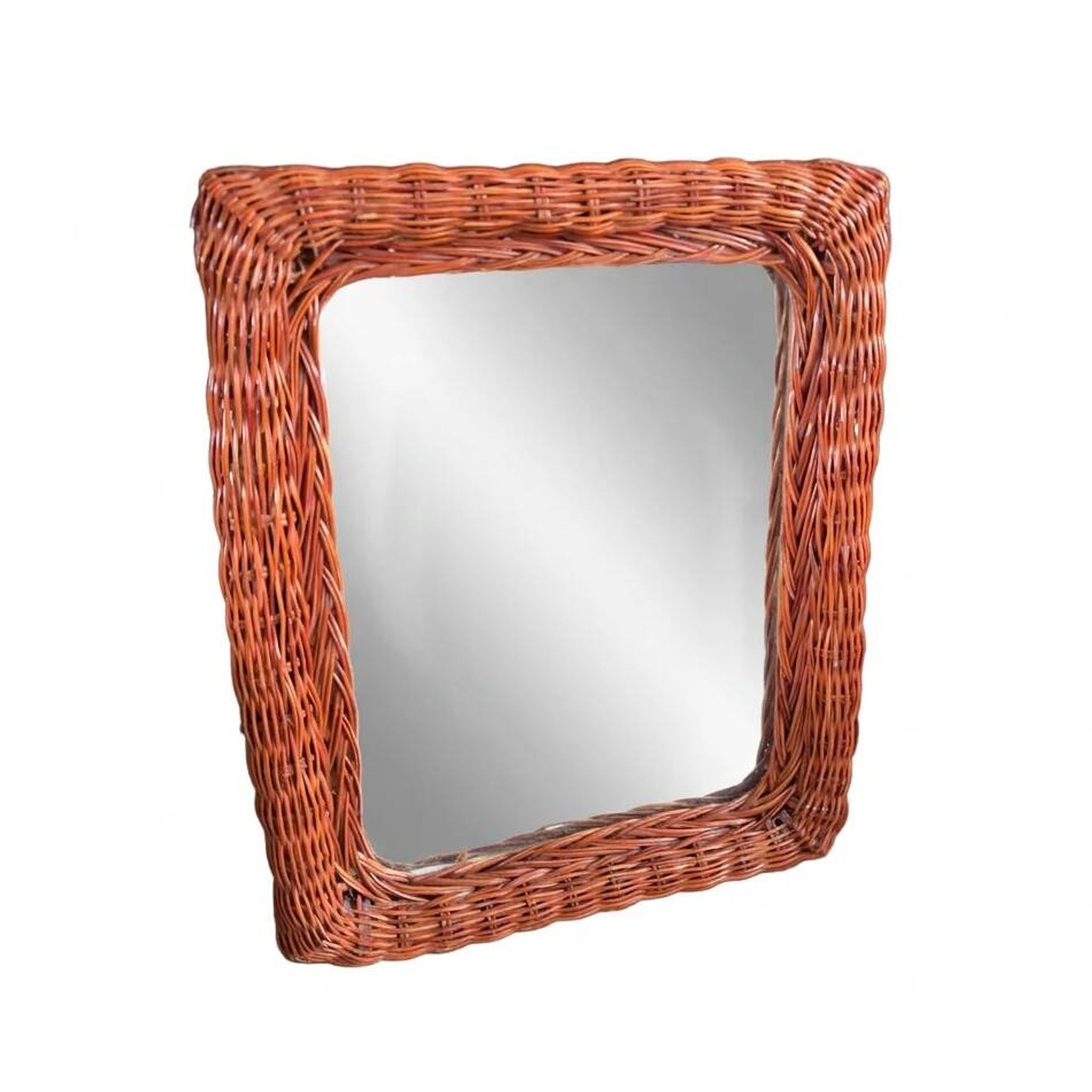 Vintage woven rattan mirror