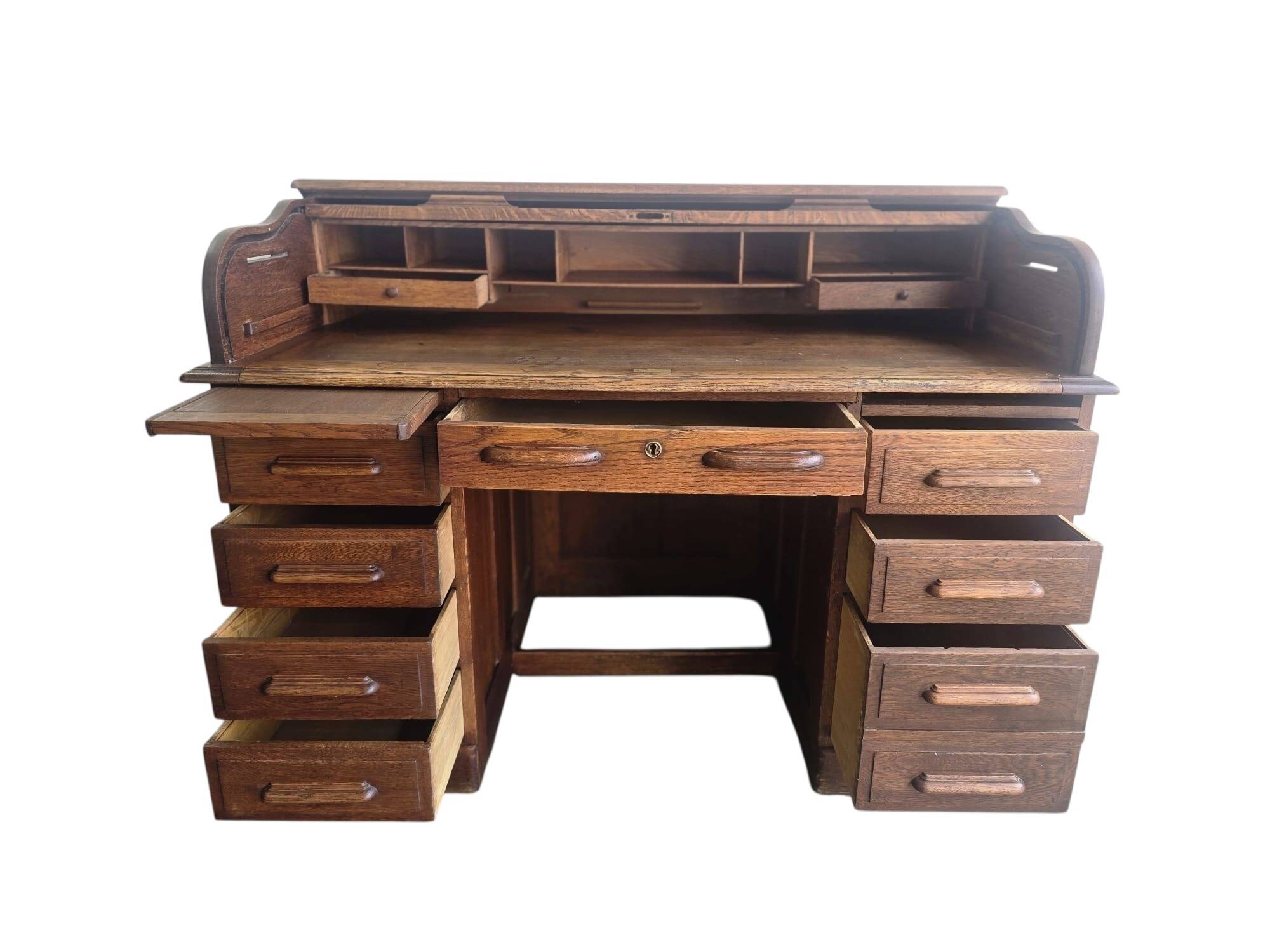 Bureau américain vintage en bois avec porte à volet