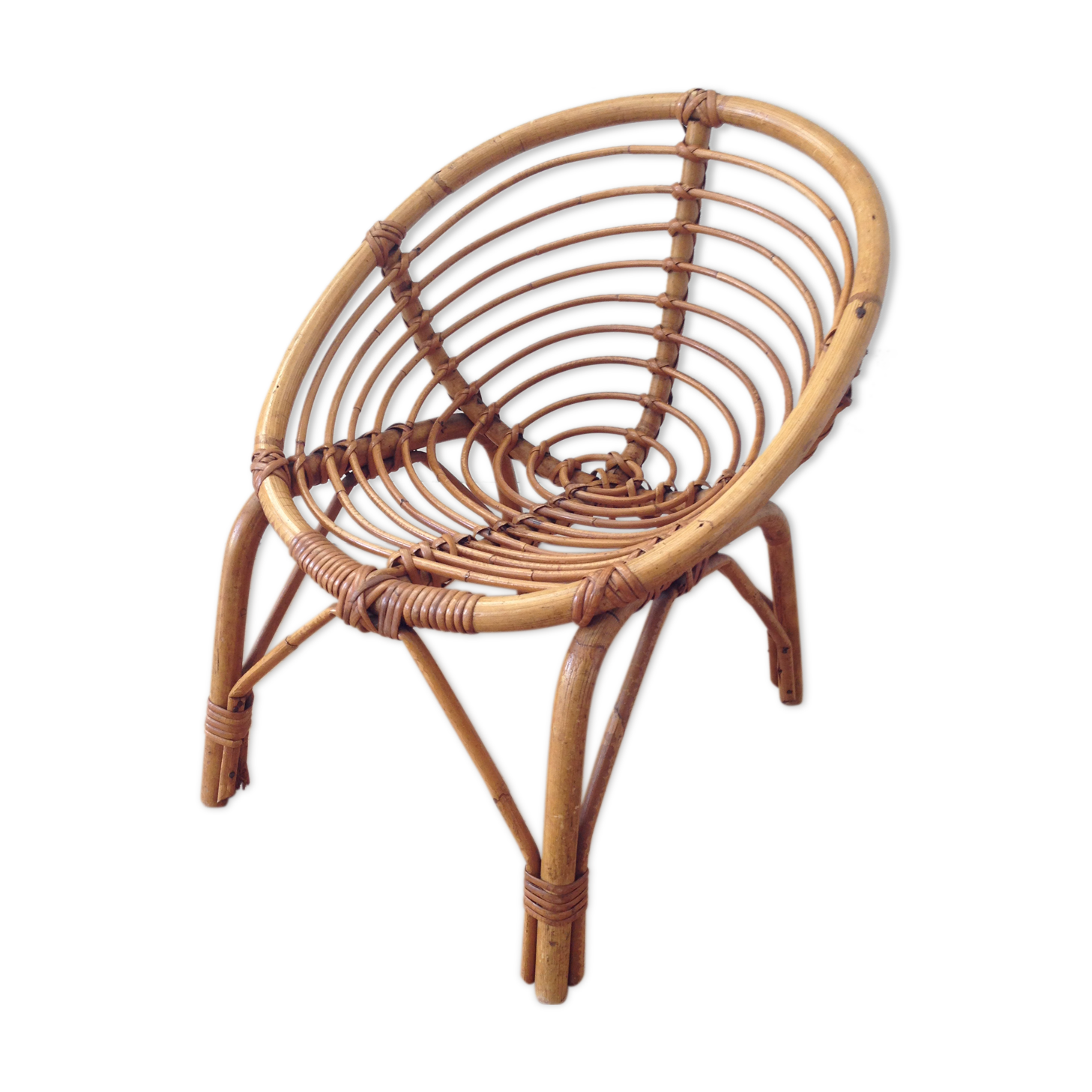 Vintage rattan basket armchair