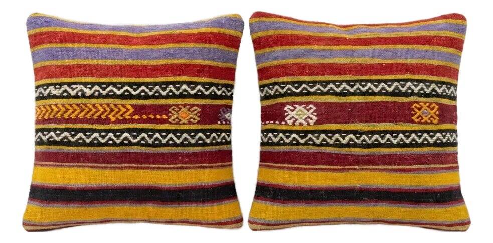Set of 2 vintage kilim cushion covers 51x51 cm
