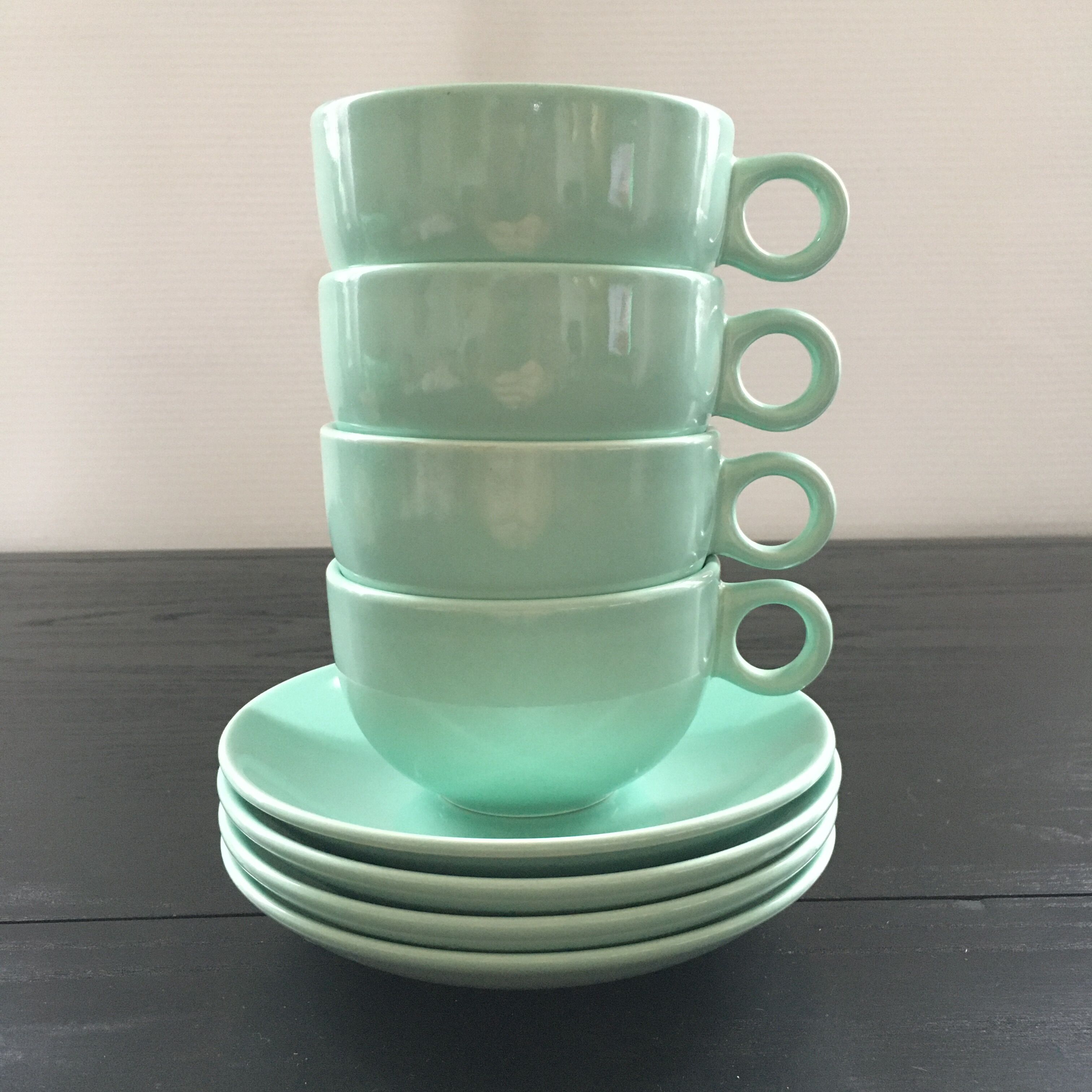 Set of 4 almond green cups