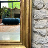 Mirror 153/101cm Louis-Philippe with pediment and pearl gold leaf.
