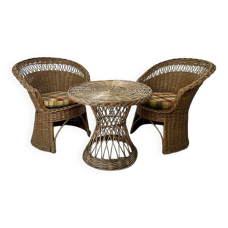 Vintage 70's rattan lounge set