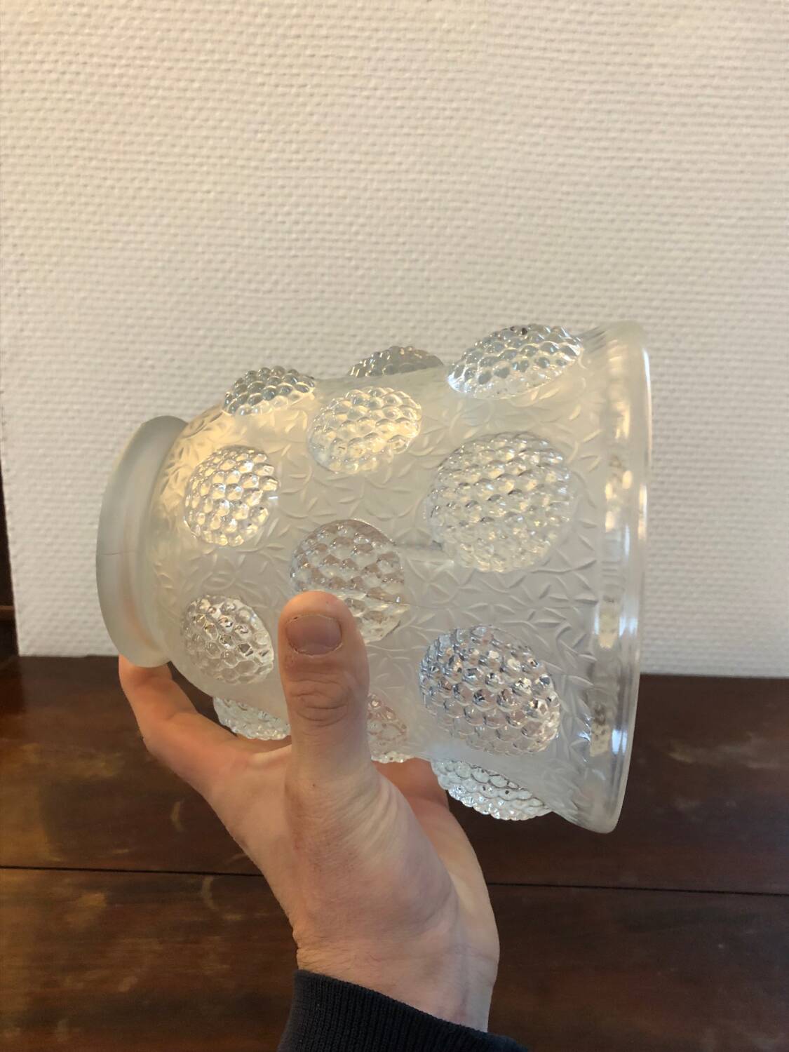 Vintage Verlys glass vase with cabochons