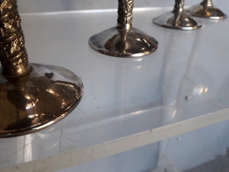 Lot 4 silver metal champagne glasses 1950/60