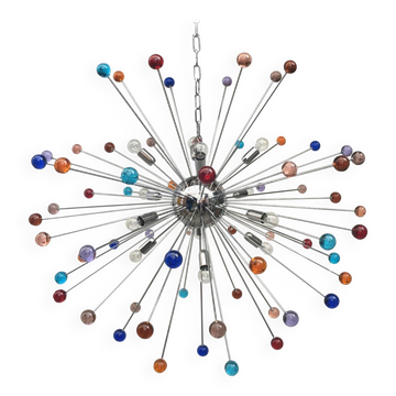 Lustre spoutnik en verre de murano multicolore