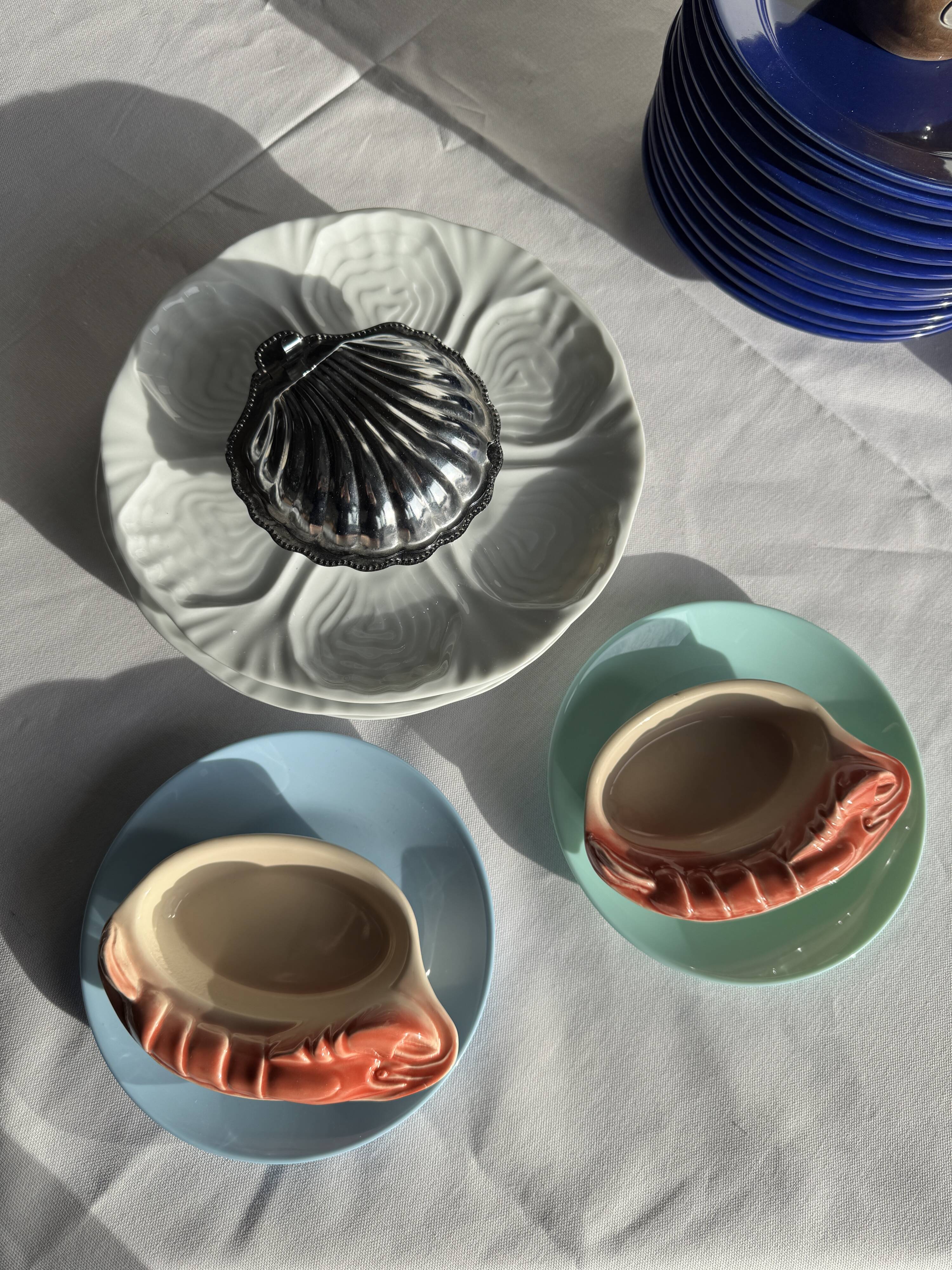 Pair of vintage lobster mini ramekins Saint Amand D15.5