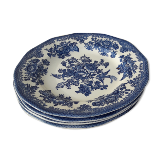 4 plates with English earthenware asian pheasants