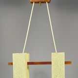 Scandinavian chandelier in solid teak with plexiglass resin shades – 1960s
