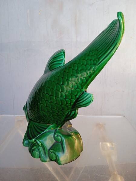 Saint Clement fish in green vintage ceramic