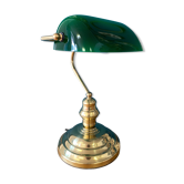 Lampe de notaire, banquier en opaline verte