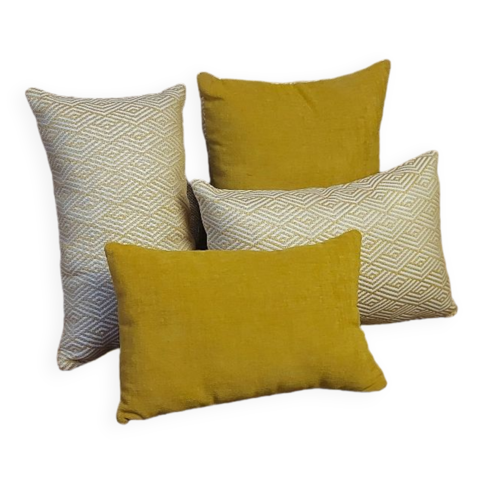 Set of yellow mustard cushions