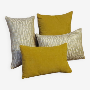 Set of yellow mustard cushions