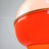 Lampe à Suspension Space Age en Plexiglas Orange et Laiton, Italie, 1970s