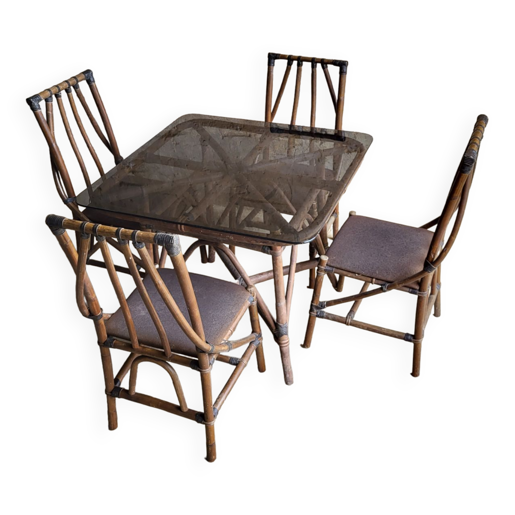 Set table & chairs bamboo vintage year 70
