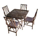 Set table & chairs bamboo vintage year 70