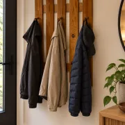 Vintage pine coat rack, 1970s minimalist design
