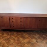 Vintage teak row with metal legs