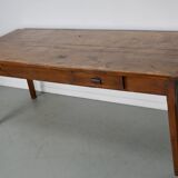 Antique Elm 19th Century French Rustic Farmhouse Dining Table