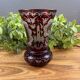 Hand-engraved red Bohemian crystal vase – Floral decoration