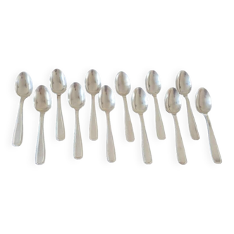 Christofle, Alfenide, Paris - Series of 12 table spoons in silver-plated metal - América model