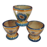 lot de 3 anciens coquetiers en  faïence  de Quimper - Henriot