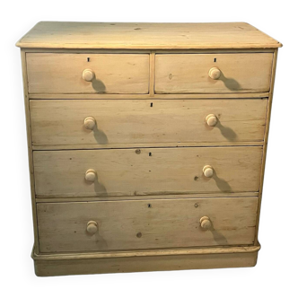 Old English chest of drawers in pitch pine