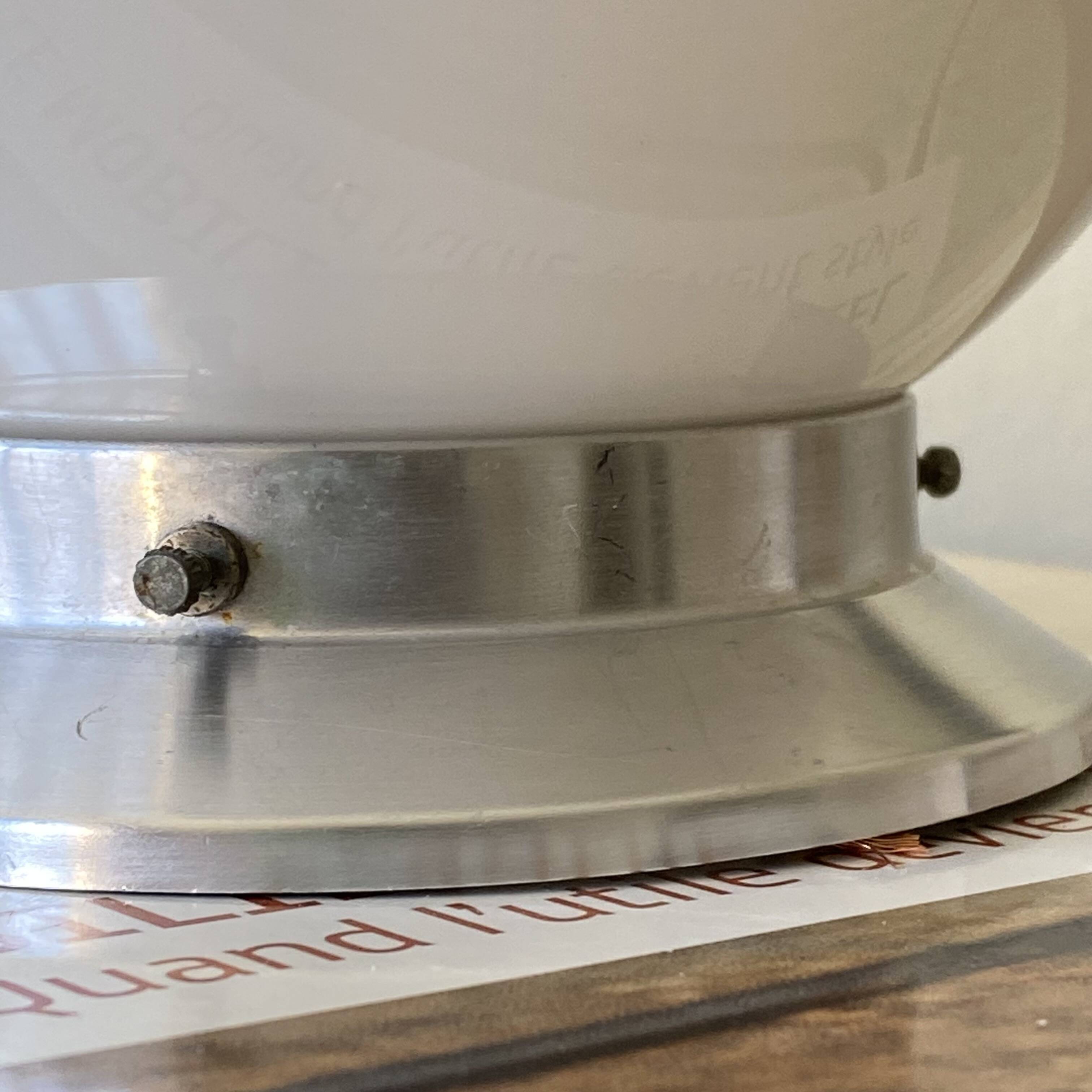 Ceiling light or wall light with white opal glass globe, 15 cm, aluminium rose.