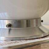 Ceiling light or wall light with white opal glass globe, 15 cm, aluminium rose.