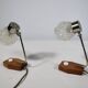 Mid-Century Crystal and Teak Table Lamps, Set of 2, 1960s