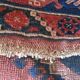 Carpet point knotted velvet wool blue red white 124 cm x 202 cm vintage