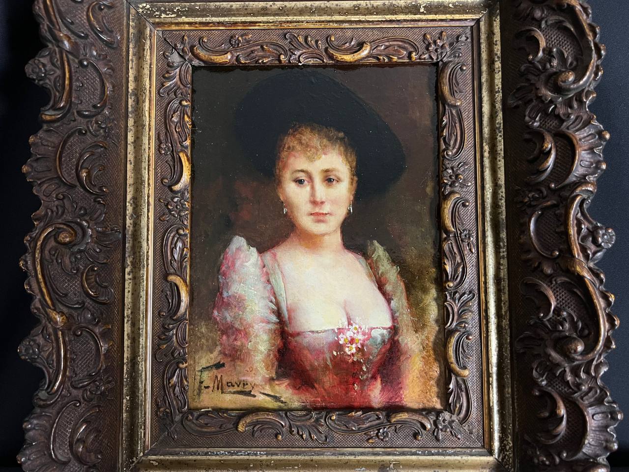 Portrait de femme élégante, huile sur panneau - François Maury (1861–1