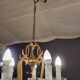 Pair of cage chandeliers with pendants