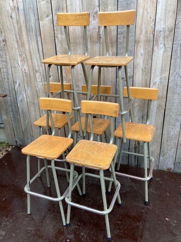 High industrial stools (60cm) – ideal for your project – green frame