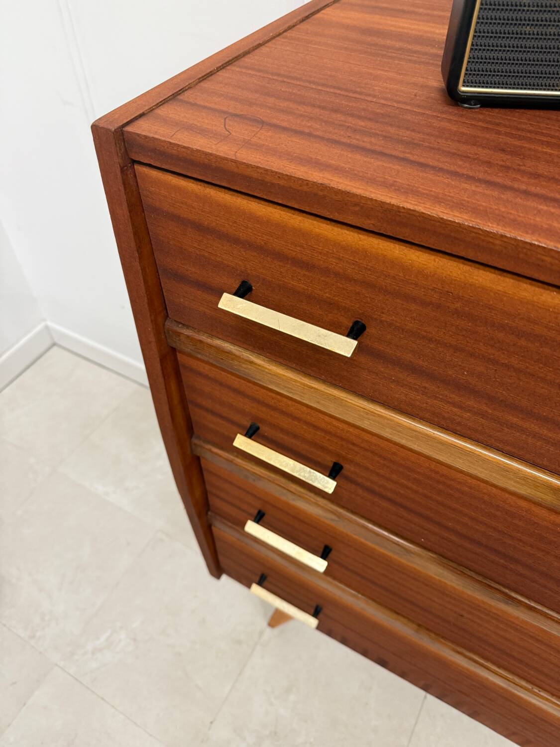 Vintage chest of drawers with compass feet
